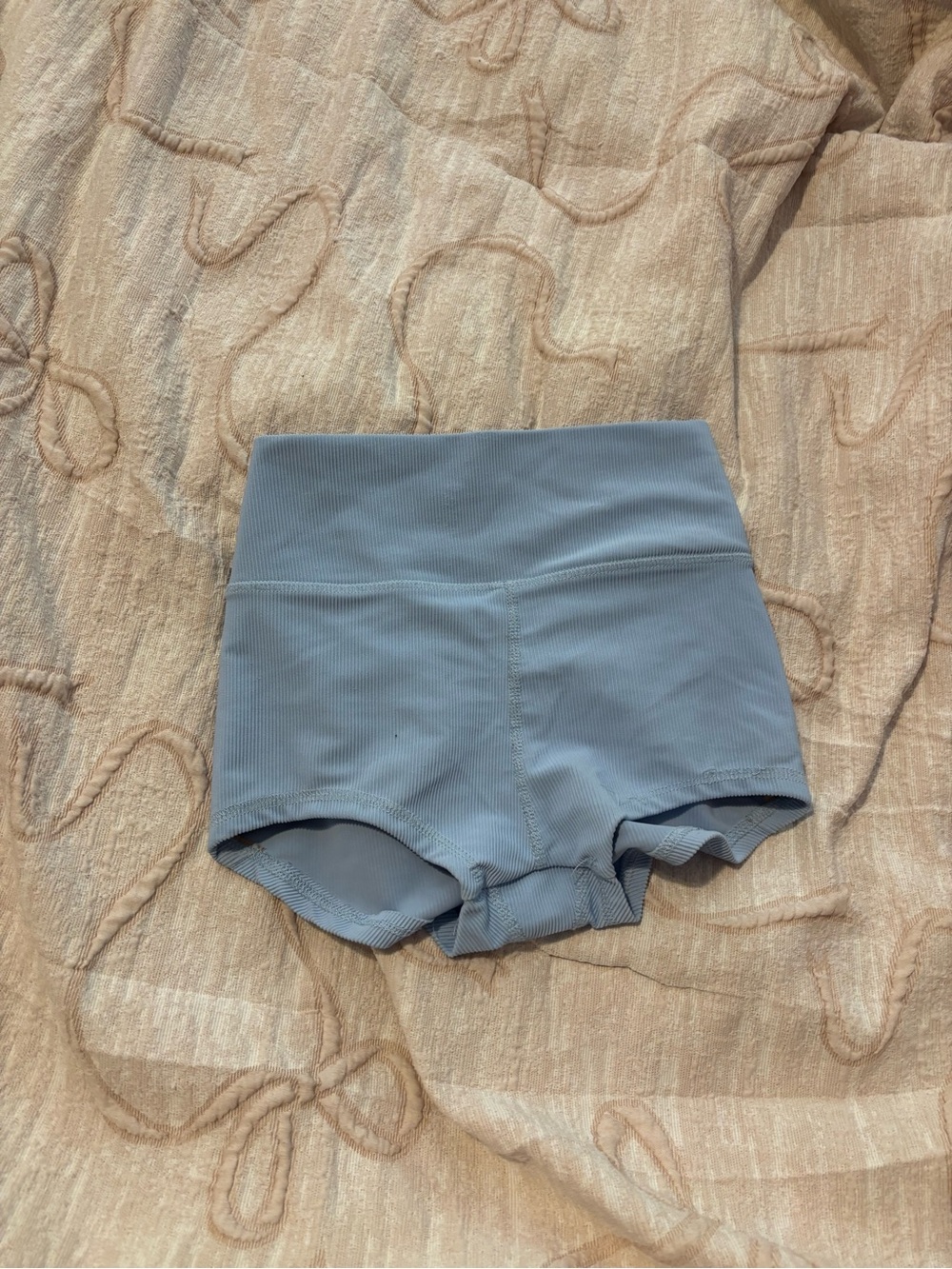 High-Waist Ribbed Women’s Shorts in Light Blue five the label